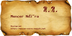Mencer Nóra névjegykártya