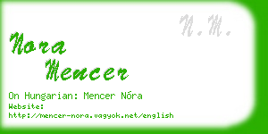 nora mencer business card